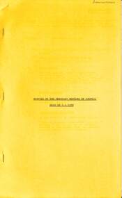 Administrative record - City of Sunshine - Commissioner Mr Alexander Alex George Gillon Collection 1976 - 1982 - Minutes of the ordinary meeting of council held on 4th April 1978, The City of Sunshine Parks & Recreation Department, 4th April 1978