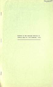 Administrative record - City of Sunshine - Commissioner Mr Alexander Alex George Gillon Collection 1976 - 1982 - Minutes of the ordinary meeting of council held on 15th February 1978, The City of Sunshine Parks & Recreation Department, 15th February 1978