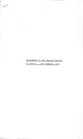 Administrative record - City of Sunshine - Commissioner Mr Alexander Alex George Gillon Collection 1976 - 1982 - Attachments for the ordinary meeting 15th February 1978, 15th February 1978