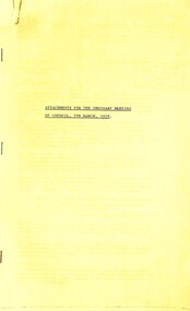 Administrative record - City of Sunshine - Commissioner Mr Alexander Alex George Gillon Collection 1976 - 1982 - Attachments for the ordinary meeting 7th March 1978, City of Sunshine, 7th March 1978