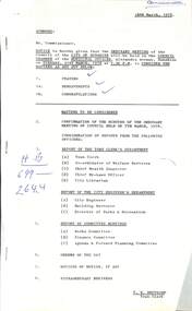 Administrative record - City of Sunshine - Commissioner Mr Alexander Alex George Gillon Collection 1976 - 1982 - Notice of ordinary meeting of the council 21st March 1978, City of Sunshine, 14th March 1978