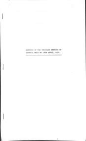 Administrative record - City of Sunshine - Commissioner Mr Alexander Alex George Gillon Collection 1976 - 1982 - Minutes of the ordinary meeting of council held on 18th April 1978, City of Sunshine, 18th April 1978
