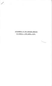 Administrative record - City of Sunshine - Commissioner Mr Alexander Alex George Gillon Collection 1976 - 1982 - Attachments for the ordinary meeting 18th April 1978, City of Sunshine, 18th April 1978