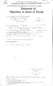 Administrative record - City of Sunshine - Commissioner Mr Alexander Alex George Gillon Collection 1976 - 1982 - Statement of objections to grant permit 2nd May 1978, City of Sunshine, 2nd May 1978