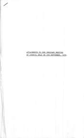 Administrative record - City of Sunshine - Commissioner Mr Alexander Alex George Gillon Collection 1976 - 1982 - Attachments for the ordinary meeting 5th September 1978, City of Sunshine, 5th September 1978