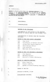 Administrative record - City of Sunshine - Commissioner Mr Alexander Alex George Gillon Collection 1976 - 1982 - Notice of ordinary meeting of the council 31st October 1978, City of Sunshine, 25th October 1978