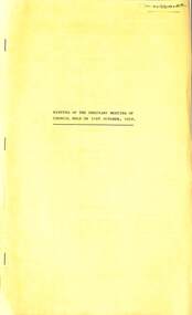 Administrative record - City of Sunshine - Commissioner Mr Alexander Alex George Gillon Collection 1976 - 1982 - Minutes of the ordinary meeting of council held on 31st October 1978, City of Sunshine, 31st October 1978