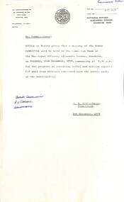 Administrative record - City of Sunshine - Commissioner Mr Alexander Alex George Gillon Collection 1976 - 1982 - Notice of works committee of the council 14th November 1978, City of Sunshine, 8th November 1978