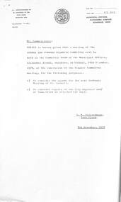 Administrative record - City of Sunshine - Commissioner Mr Alexander Alex George Gillon Collection 1976 - 1982 - Notice of agenda and planning of the council 14th November 1978, City of Sunshine, 8th November 1978