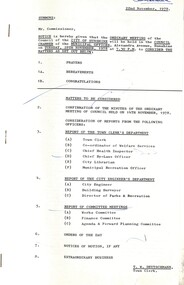 Administrative record - City of Sunshine - Commissioner Mr Alexander Alex George Gillon Collection 1976 - 1982 - Notice of ordinary meeting of the council 28th November 1978, City of Sunshine, 22nd November 1978