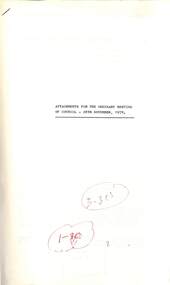 Administrative record - City of Sunshine - Commissioner Mr Alexander Alex George Gillon Collection 1976 - 1982 - Attachments for the ordinary meeting 28th November 1978, City of Sunshine, 28th November 1978