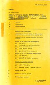 Administrative record - City of Sunshine - Commissioner Mr Alexander Alex George Gillon Collection 1976 - 1982 - Notice of ordinary meeting of the council 12th December 1978, City of Sunshine, 6th December 1978