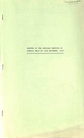 Administrative record - City of Sunshine - Commissioner Mr Alexander Alex George Gillon Collection 1976 - 1982 - Minutes of the ordinary meeting of council held on 12th Dec 1978, City of Sunshine, 12th December 1978