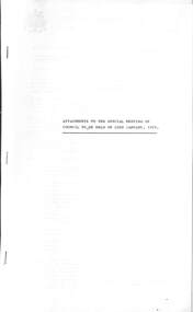 Administrative record - City of Sunshine - Commissioner Mr Alexander Alex George Gillon Collection 1976 - 1982 - Attachments for the special meeting 22nd January 1979, City of Sunshine, 22nd January 1979