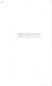 Administrative record - City of Sunshine - Commissioner Mr Alexander Alex George Gillon Collection 1976 - 1982 - Attachments for the ordinary meeting 14th February 1979, City of Sunshine, 14th February 1979