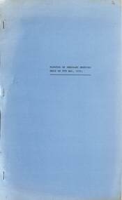 Administrative record - City of Sunshine - Commissioner Mr Alexander Alex George Gillon Collection 1976 - 1982 - Minutes of the ordinary meeting of council held on 8th May 1979, City of Sunshine, 8th May 1979