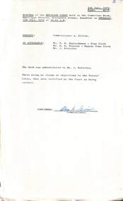 Administrative record - City of Sunshine - Commissioner Mr Alexander Alex George Gillon Collection 1976 - 1982 - Minutes of Revision Court 5th July 1979, City of Sunshine, 5th July 1979