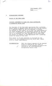 Administrative record - City of Sunshine - Commissioner Mr Alexander Alex George Gillon Collection 1976 - 1982 - Extraordinary business 14th August 1979, City of Sunshine, 14th August 1979