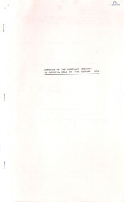 Administrative record - City of Sunshine - Commissioner Mr Alexander Alex George Gillon Collection 1976 - 1982 - Minutes of the ordinary meeting of council held on 14th August 1979, City of Sunshine, 14th August 1979