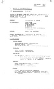 Administrative record - City of Sunshine - Commissioner Mr Alexander Alex George Gillon Collection 1976 - 1982 - Reports of committee meetings 28th August 1979, City of Sunshine, 28th August 1979