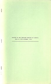 Administrative record - City of Sunshine - Commissioner Mr Alexander Alex George Gillon Collection 1976 - 1982 - Minutes of the ordinary meeting of council held on 16th October 1979, City of Sunshine, 16th October 1979