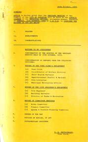 Administrative record - City of Sunshine - Commissioner Mr Alexander Alex George Gillon Collection 1976 - 1982 - Notice of ordinary meeting of the council 30th October 1979, City of Sunshine, 24th October 1979
