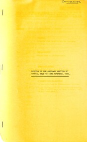 Administrative record - City of Sunshine - Commissioner Mr Alexander Alex George Gillon Collection 1976 - 1982 - Minutes of the ordinary meeting of council held on 13th November 1979, City of Sunshine, 13th November 1979