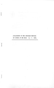 Administrative record - City of Sunshine - Commissioner Mr Alexander Alex George Gillon Collection 1976 - 1982 -  Attachments for the ordinary meeting 13th November 1979, City of Sunshine, 13th November 1979