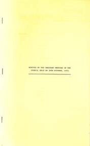 Administrative record - City of Sunshine - Commissioner Mr Alexander Alex George Gillon Collection 1976 - 1982 - Minutes of the ordinary meeting of council held on 30th Oct 1979, City of Sunshine, 30th November 1979