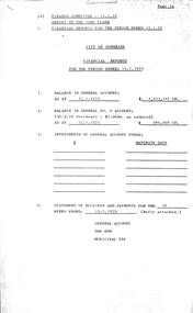 Administrative record - City of Sunshine - Commissioner Mr Alexander Alex George Gillon Collection 1976 - 1982 - Finance committee report 12th February 1979, City of Sunshine, 12th February 1979