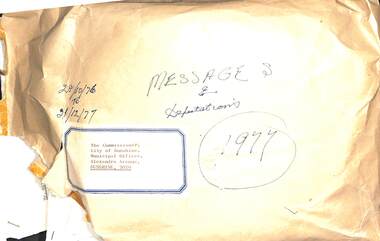 Administrative record - City of Sunshine - Commissioner Mr Alexander Alex George Gillon Collection 1976 - 1982 - Messages, Deputations, Meeting Notes, 1977 to 1980