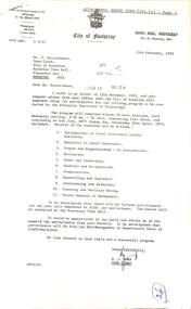 Letter - City of Sunshine - Commissioner Mr Alexander Alex George Gillon Collection 1976 - 1982 - City of Footscray Letter 13th February 1979, City of Footscray, 13th February 1979