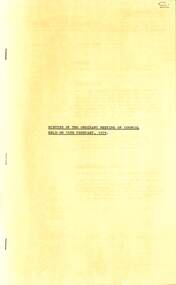 Administrative record - City of Sunshine - Commissioner Mr Alexander Alex George Gillon Collection 1976 - 1982 - Minutes of the ordinary meeting of council held on 14th Feb 1979, City of Sunshine, 14th February 1979