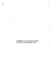 Administrative record - City of Sunshine - Commissioner Mr Alexander Alex George Gillon Collection 1976 - 1982 - Attachments for the ordinary meeting 27th February 1979, City of Sunshine, 27th February 1979
