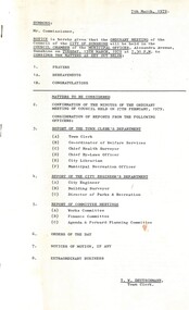 Administrative record - City of Sunshine - Commissioner Mr Alexander Alex George Gillon Collection 1976 - 1982 - Notice of ordinary meeting of the council 13th March 1979, City of Sunshine, 7th March 1979