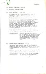Administrative record - City of Sunshine - Commissioner Mr Alexander Alex George Gillon Collection 1976 - 1982 - Finance committee report 13th March 1979, City of Sunshine, 13th March 1979