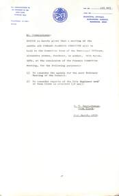 Administrative record - City of Sunshine - Commissioner Mr Alexander Alex George Gillon Collection 1976 - 1982 - Notice of committee meetings 26th March 1979, City of Sunshine, 21st March 1979