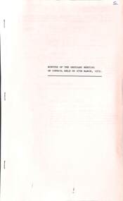 Administrative record - City of Sunshine - Commissioner Mr Alexander Alex George Gillon Collection 1976 - 1982 - Minutes of the ordinary meeting of council held on 27th March 1979, City of Sunshine, 27th March 1979