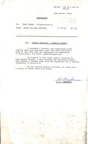 Administrative record - City of Sunshine - Commissioner Mr Alexander Alex George Gillon Collection 1976 - 1982 - Forrest Street School Crossing Memorandum 28th March 1979, City of Sunshine, 28th March 1979