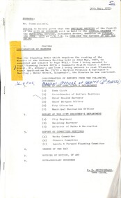 Administrative record - City of Sunshine - Commissioner Mr Alexander Alex George Gillon Collection 1976 - 1982 - Notice of ordinary meeting of the council 5th June 1979, City of Sunshine, 30th May 1979
