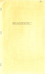 Administrative record - City of Sunshine - Commissioner Mr Alexander Alex George Gillon Collection 1976 - 1982 - Minutes of the ordinary meeting of council held on 5th June 1979, City of Sunshine, 30th May 1979