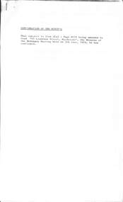 Administrative record - City of Sunshine - Commissioner Mr Alexander Alex George Gillon Collection 1976 - 1982 - Confirmation of Minutes 5th June 1979, City of Sunshine, 5th June 1979