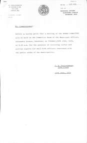 Administrative record - City of Sunshine - Commissioner Mr Alexander Alex George Gillon Collection 1976 - 1982 - Notice of  committee meetings 19th June 1979, City of Sunshine, 13th June 1979