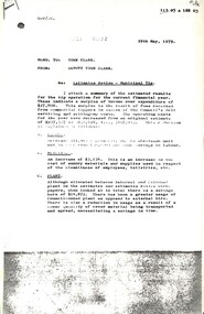 Administrative record - City of Sunshine - Commissioner Mr Alexander Alex George Gillon Collection 1976 - 1982 - Memo Estimates Review Municipal Tip 29th May 1979, City of Sunshine, 29th May 1979