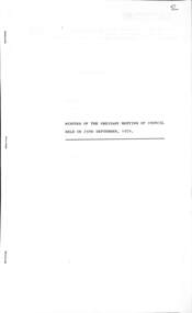 Administrative record - City of Sunshine - Commissioner Mr Alexander Alex George Gillon Collection 1976 - 1982 - Minutes of the ordinary meeting of council held on 25th Sept 1979, City of Sunshine, 25th September 1979