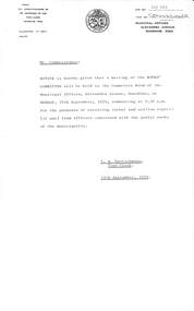 Administrative record - City of Sunshine - Commissioner Mr Alexander Alex George Gillon Collection 1976 - 1982 - Notice of committee meetings 24th September 1979, City of Sunshine, 19th September 1979