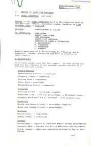 Administrative record - City of Sunshine - Commissioner Mr Alexander Alex George Gillon Collection 1976 - 1982 - Report of committee meetings 15th October 1979, City of Sunshine, 16th October 1979