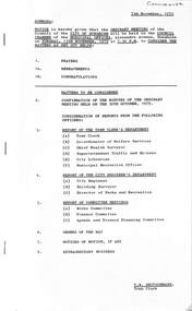 Administrative record - City of Sunshine - Commissioner Mr Alexander Alex George Gillon Collection 1976 - 1982 - Notice of ordinary meeting of the council 13th November 1979, City of Sunshine, 7th November 1979