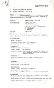 Administrative record - City of Sunshine - Commissioner Mr Alexander Alex George Gillon Collection 1976 - 1982 - Report of committee meetings 12th November 1979, City of Sunshine, 13th November 1979