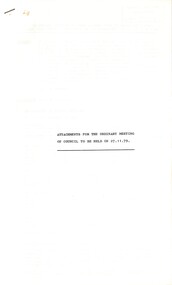 Administrative record - City of Sunshine - Commissioner Mr Alexander Alex George Gillon Collection 1976 - 1982 - Attachments for the ordinary meeting 27th November 1979, City of Sunshine, 27th November 1979